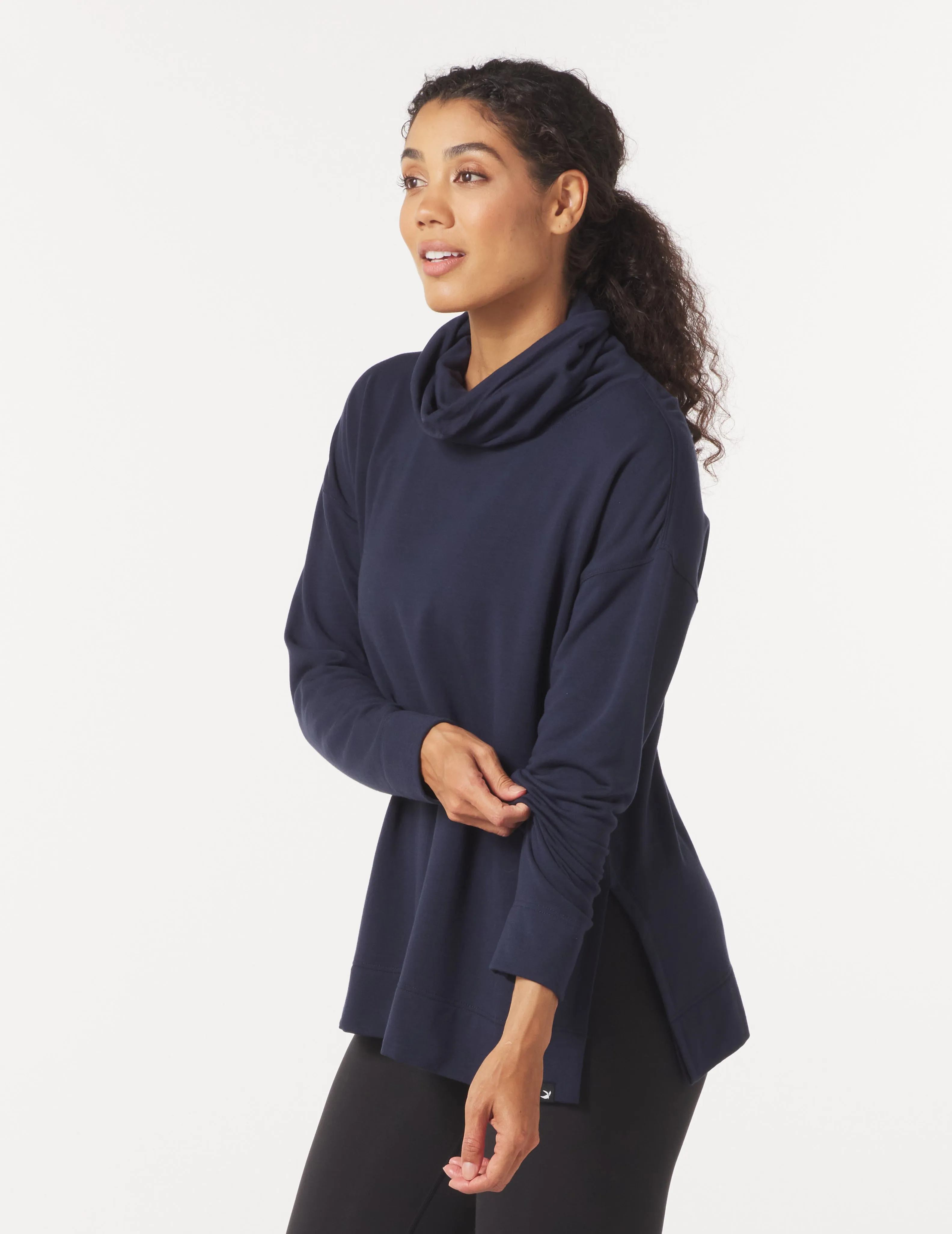 Scarf Neck Tunic: Navy