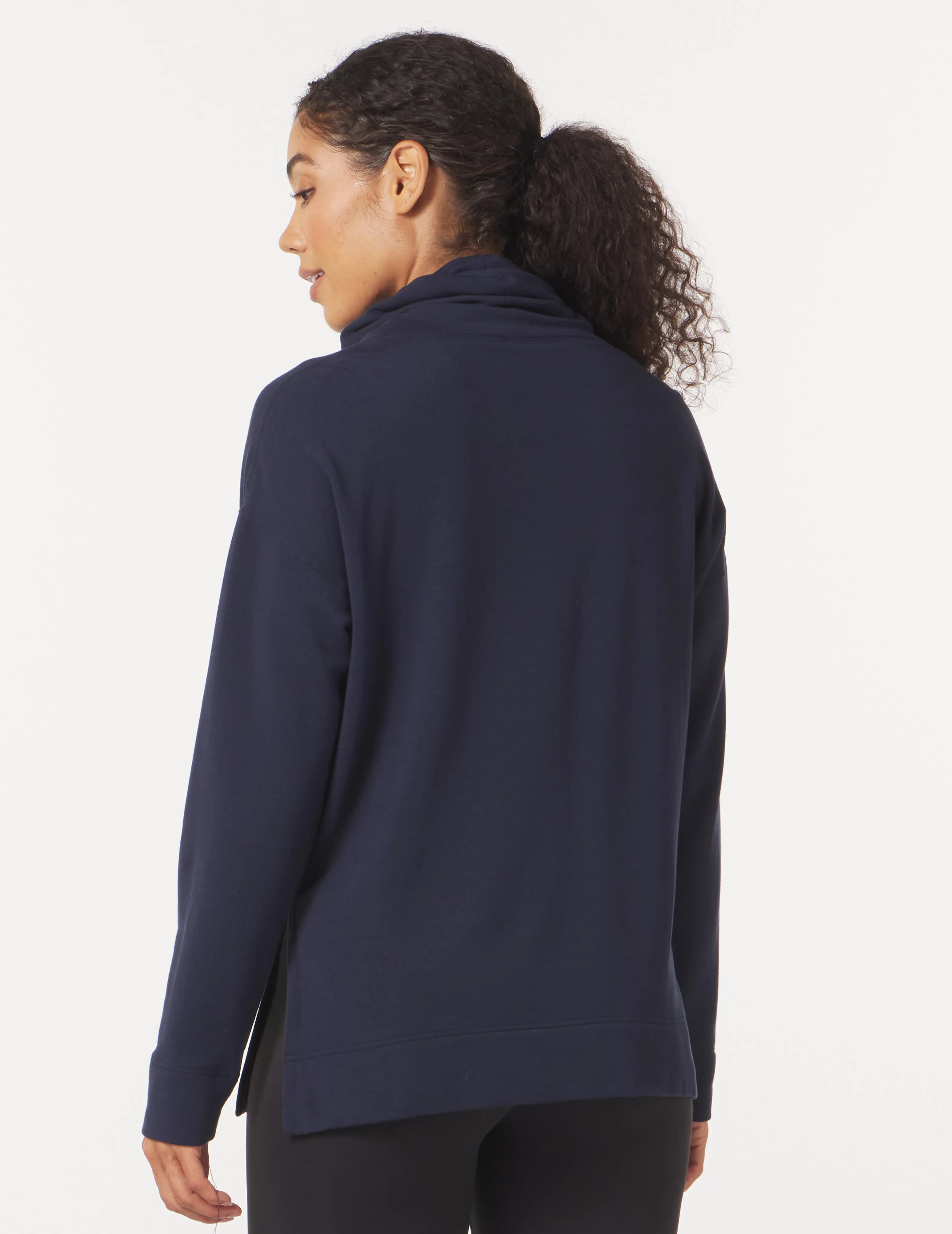 Scarf Neck Tunic: Navy