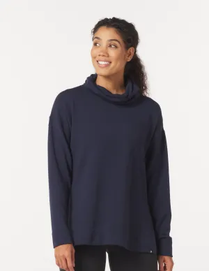 Scarf Neck Tunic: Navy