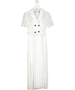 Self-Portrait White Floral Lace Double Breasted Dress UK 8