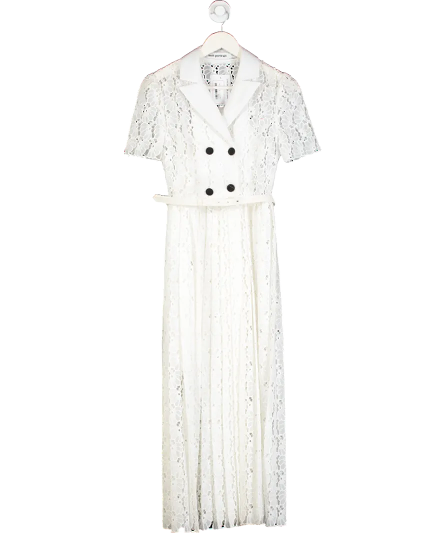 Self-Portrait White Floral Lace Double Breasted Dress UK 8