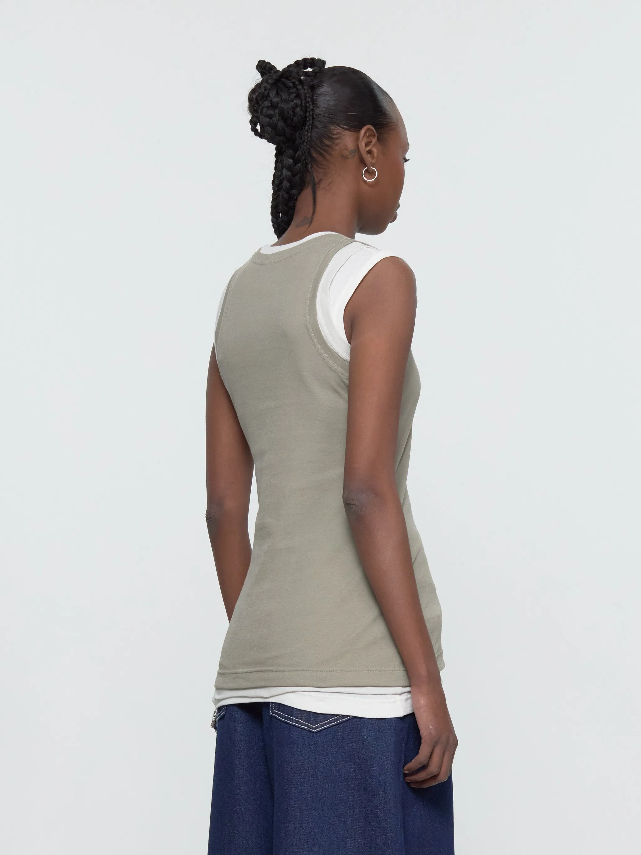 Set of Three Tank Tops in Olive