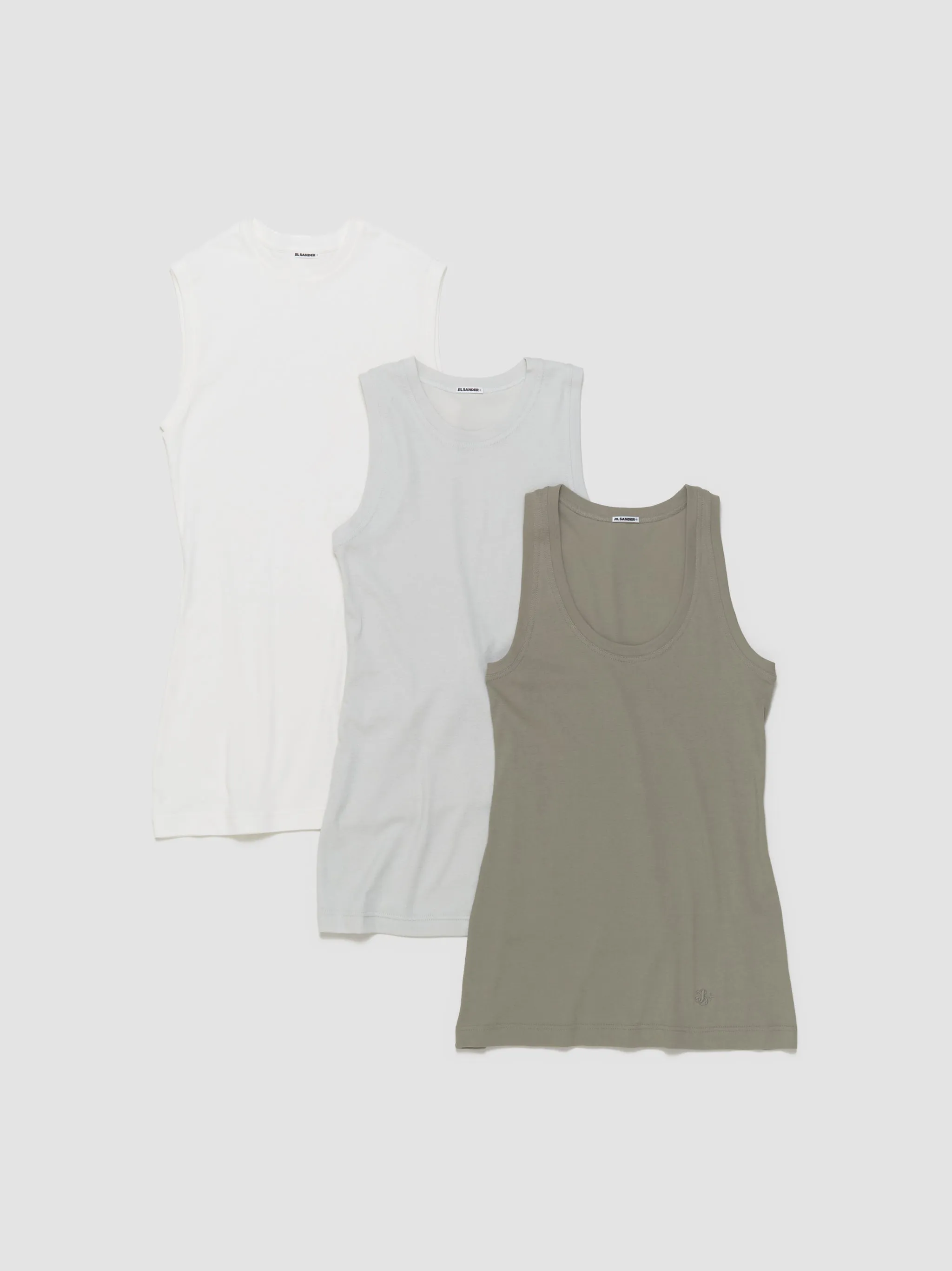 Set of Three Tank Tops in Olive