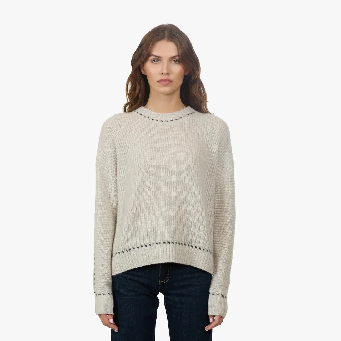 Shaker Crew w/ Contrast Stitch Detail - Mojave Pepper