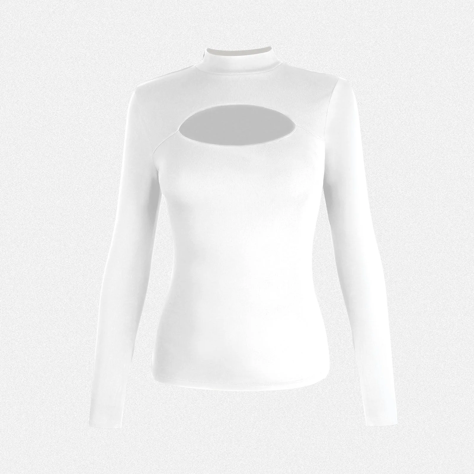 Shaperin Long Sleeve Cutout Mock Turtleneck Slim Fit Top