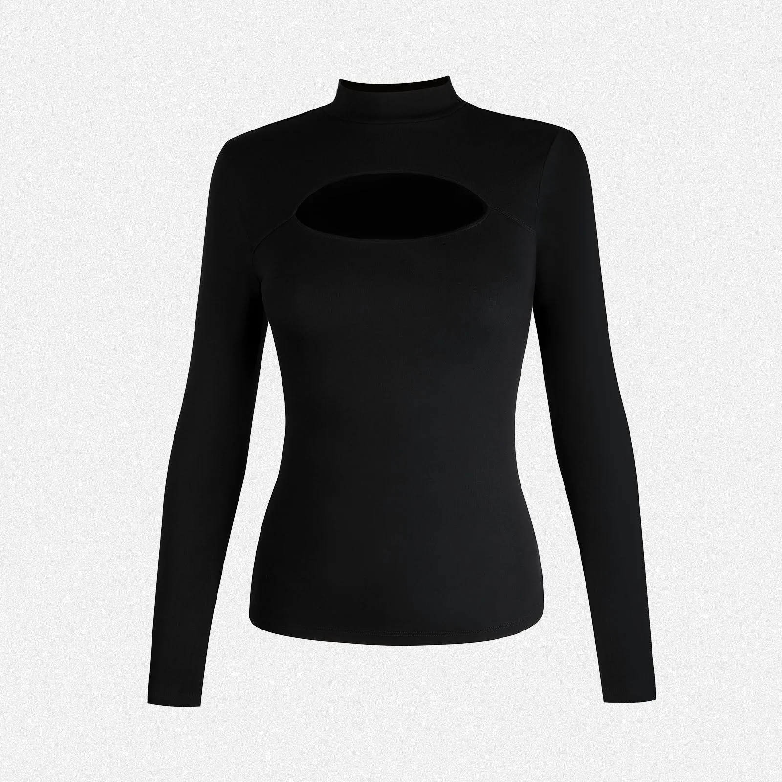 Shaperin Long Sleeve Cutout Mock Turtleneck Slim Fit Top