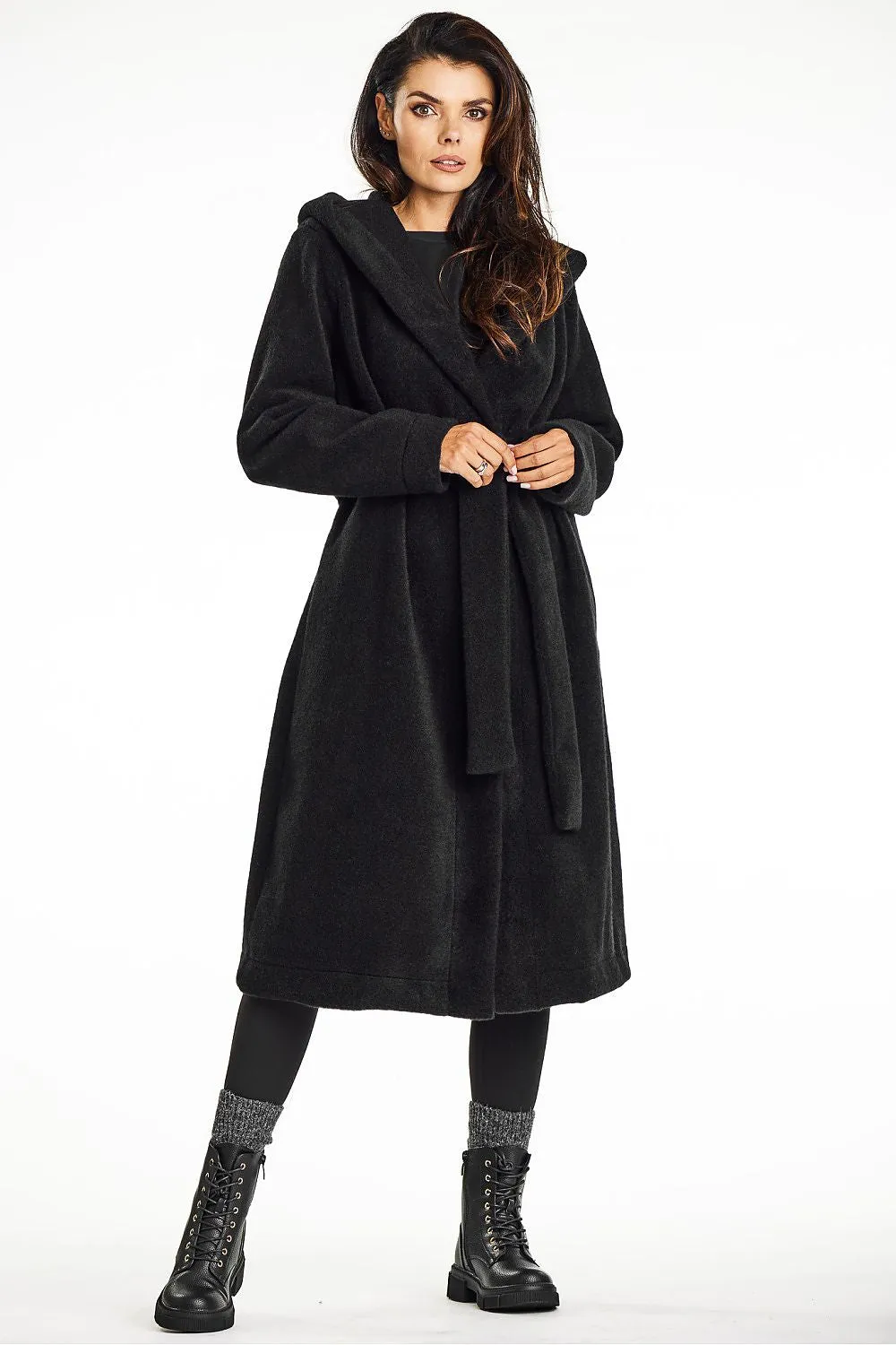 Shawl Collar Hooded Teddy Coat