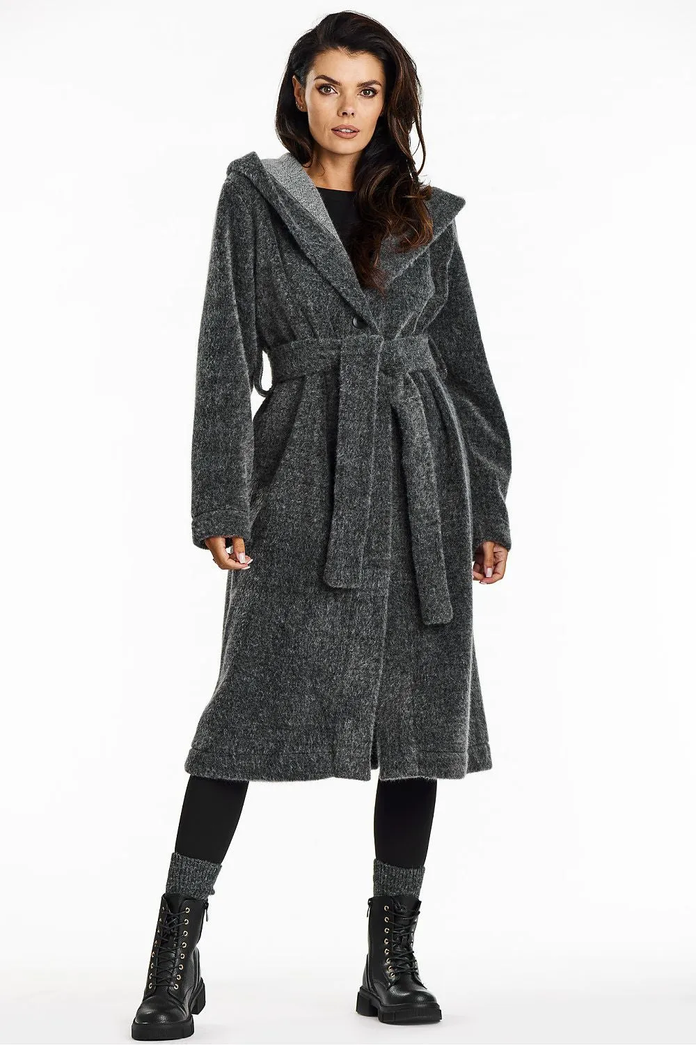 Shawl Collar Hooded Teddy Coat