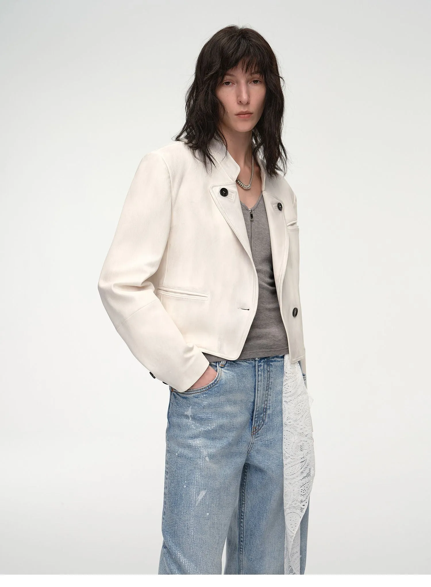 Sheepskin Stand Collar Jacket