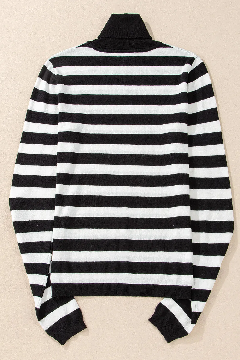 Shelbie Striped Turtleneck Long Sleeve Knit Top