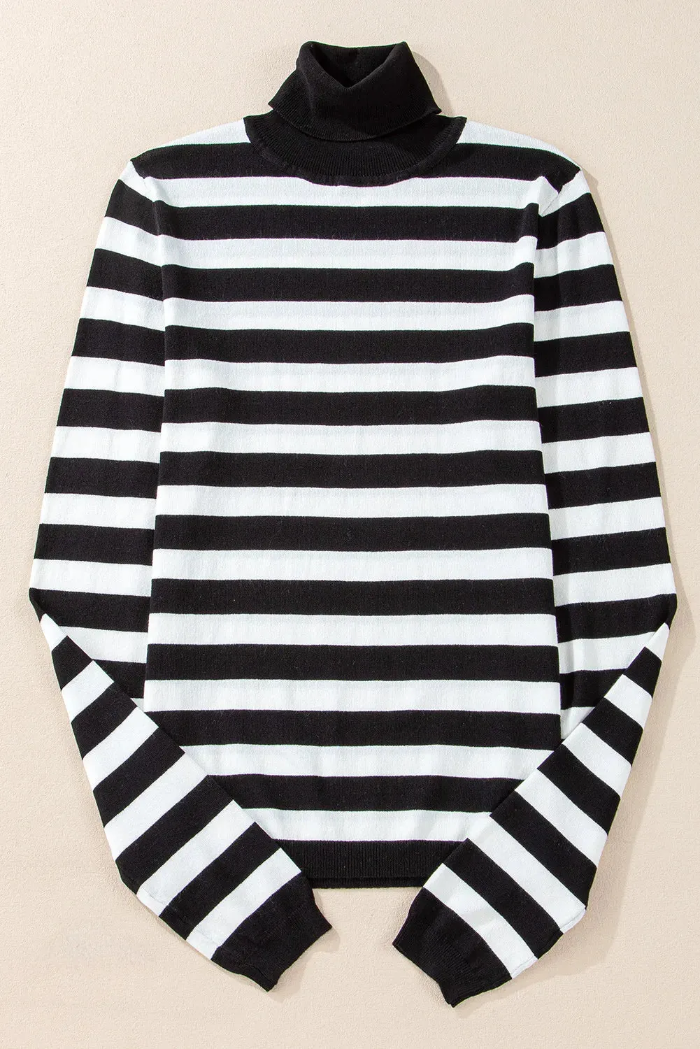 Shelbie Striped Turtleneck Long Sleeve Knit Top