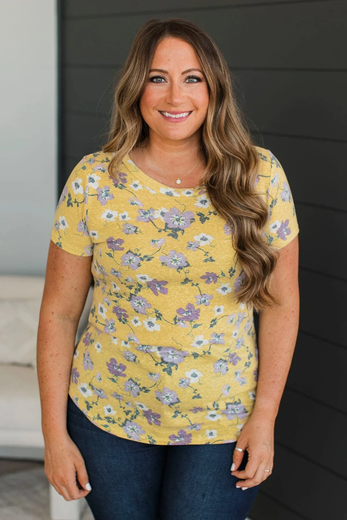 She's A Gem Floral Top- Mustard