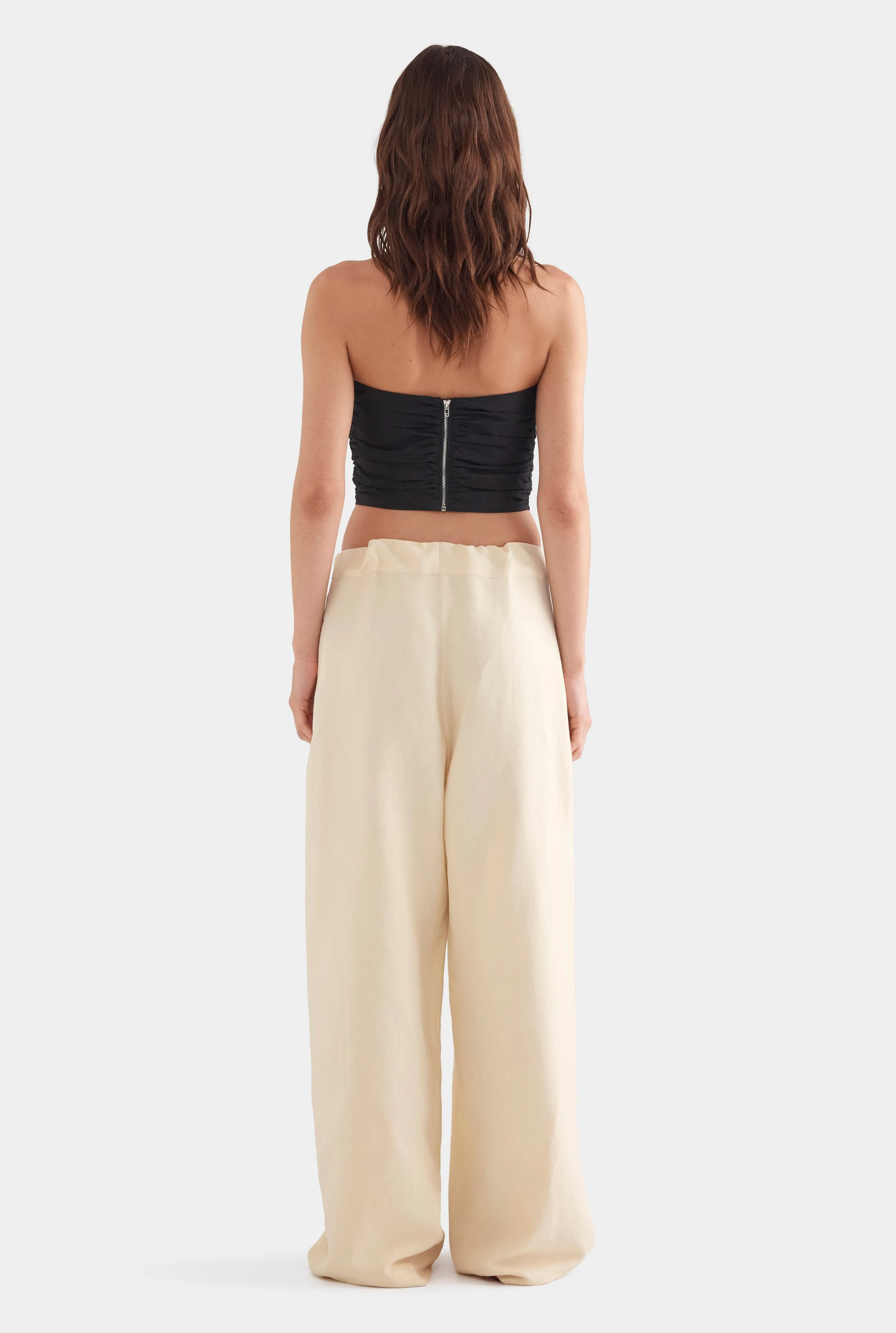 Silk Linen Paperbag Pant - Dusty Yellow