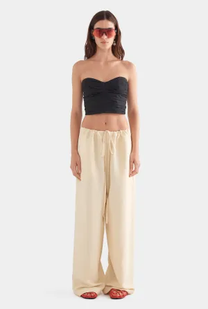 Silk Linen Paperbag Pant - Dusty Yellow