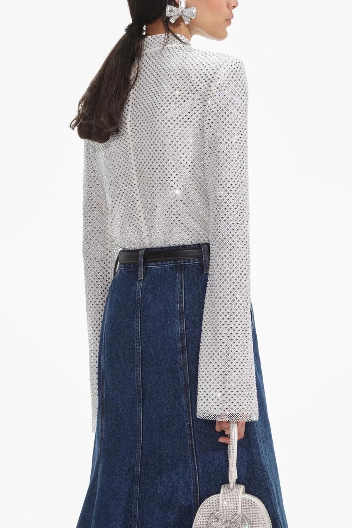 Silver Rhinestone Fishnet Top