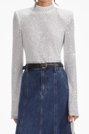 Silver Rhinestone Fishnet Top