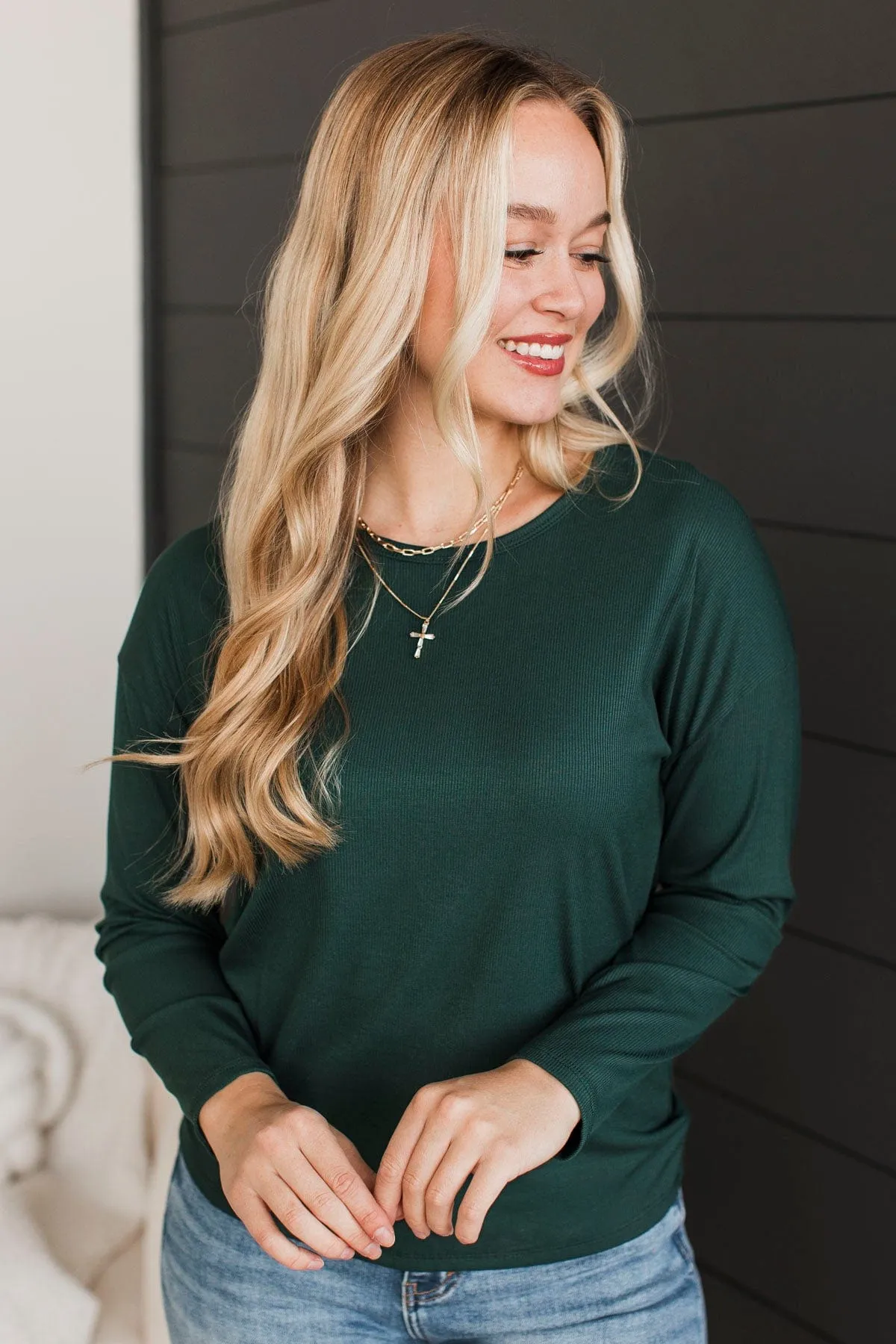 Sincere Wishes Long Sleeve Top- Emerald