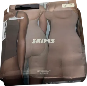 SKIMS Black Seamless Sculpt Slip Dress - Onyx UK L