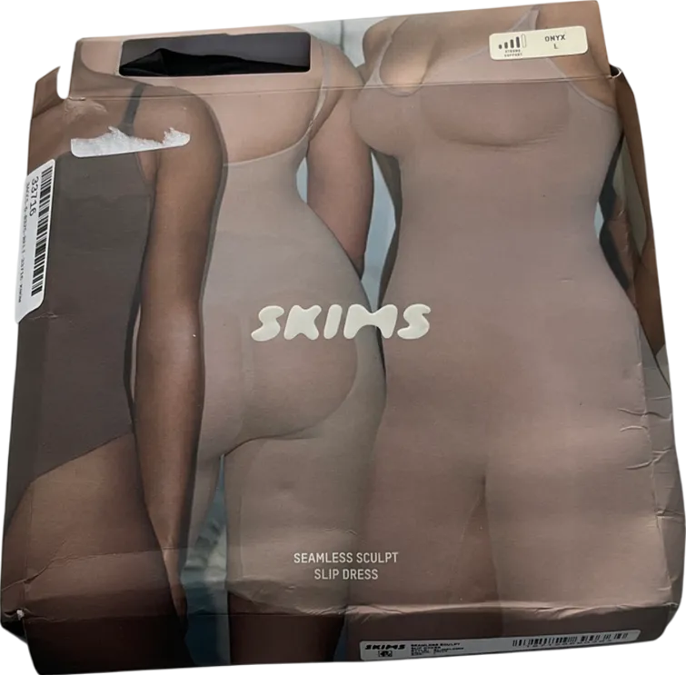 SKIMS Black Seamless Sculpt Slip Dress - Onyx UK L
