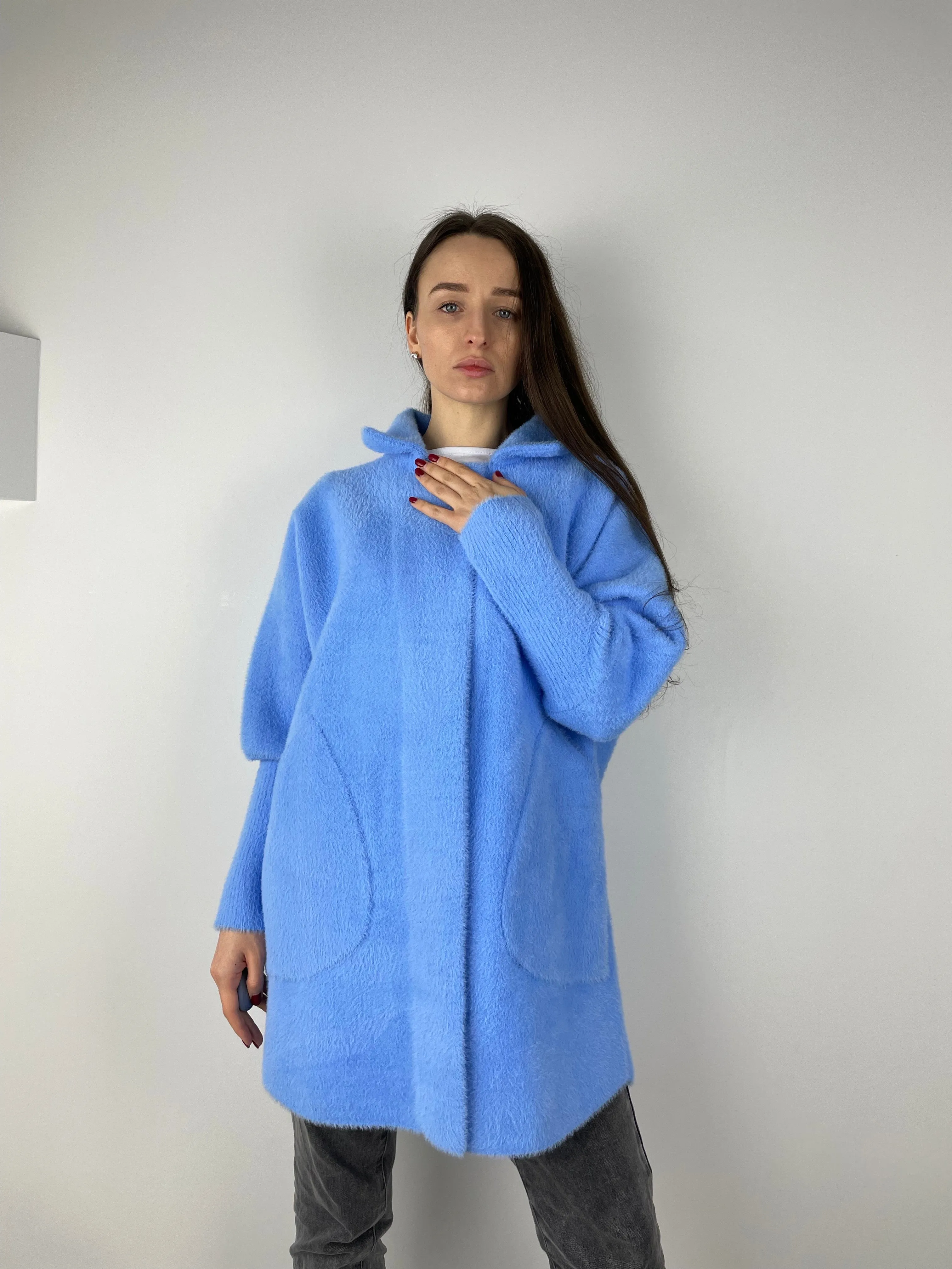 Sky Blue long Alpaca coat (OS)