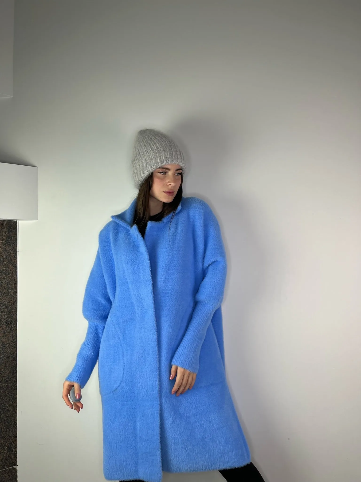 Sky Blue long Alpaca coat (OS)