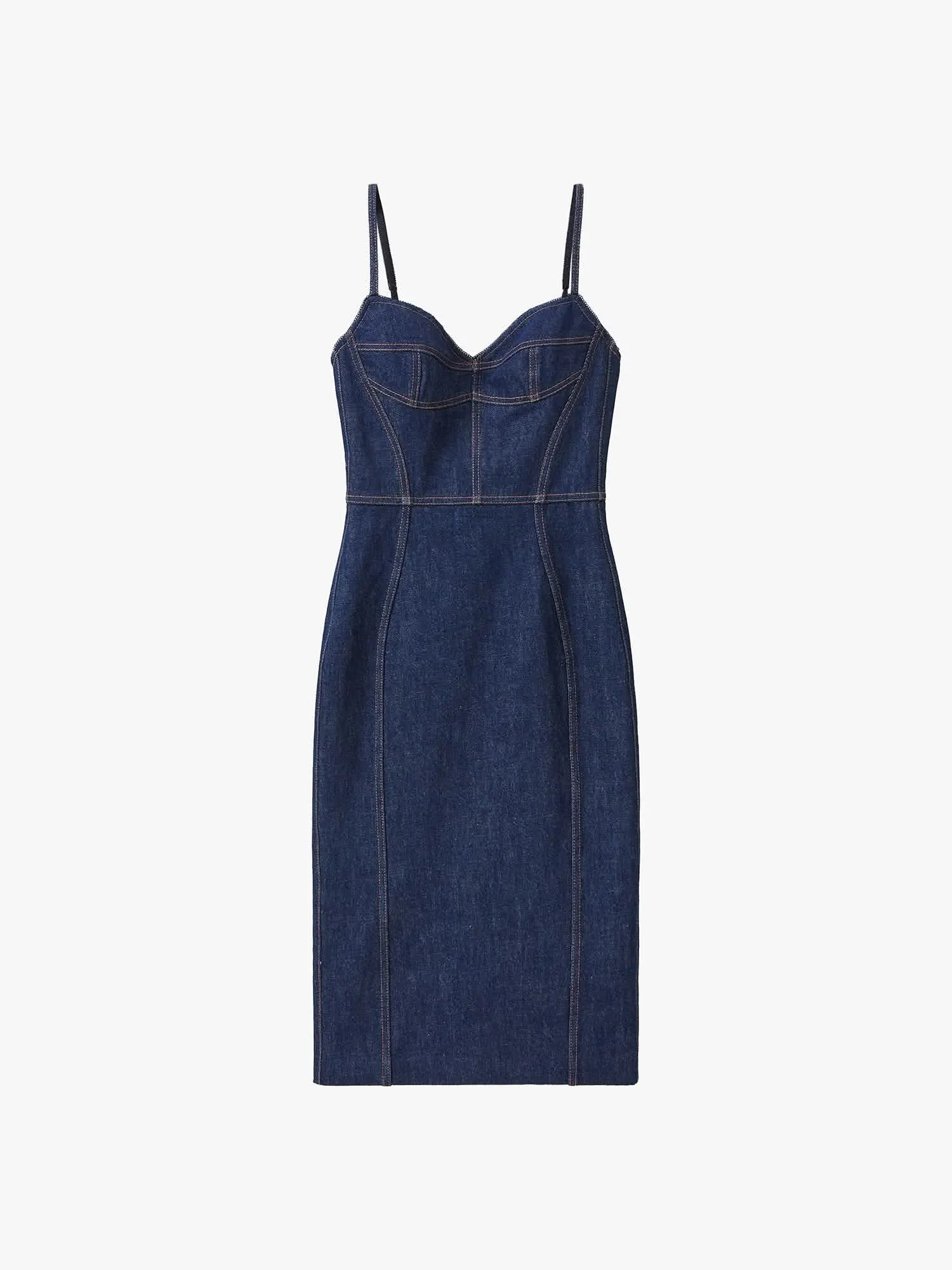 Slit Denim Slip Dress