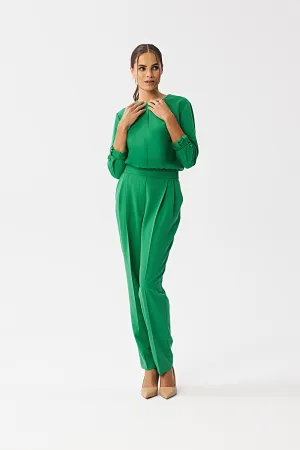 Slit Neckline Tailored Jumpsuit