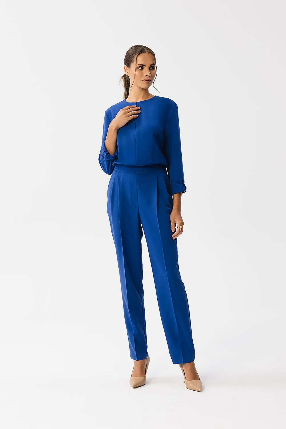 Slit Neckline Tailored Jumpsuit