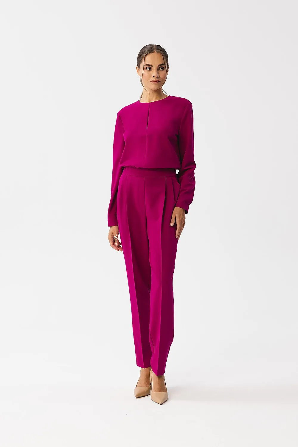 Slit Neckline Tailored Jumpsuit