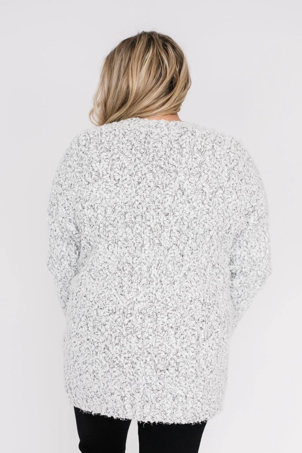 So In Love Popcorn Cardigan- Light Grey & Ivory