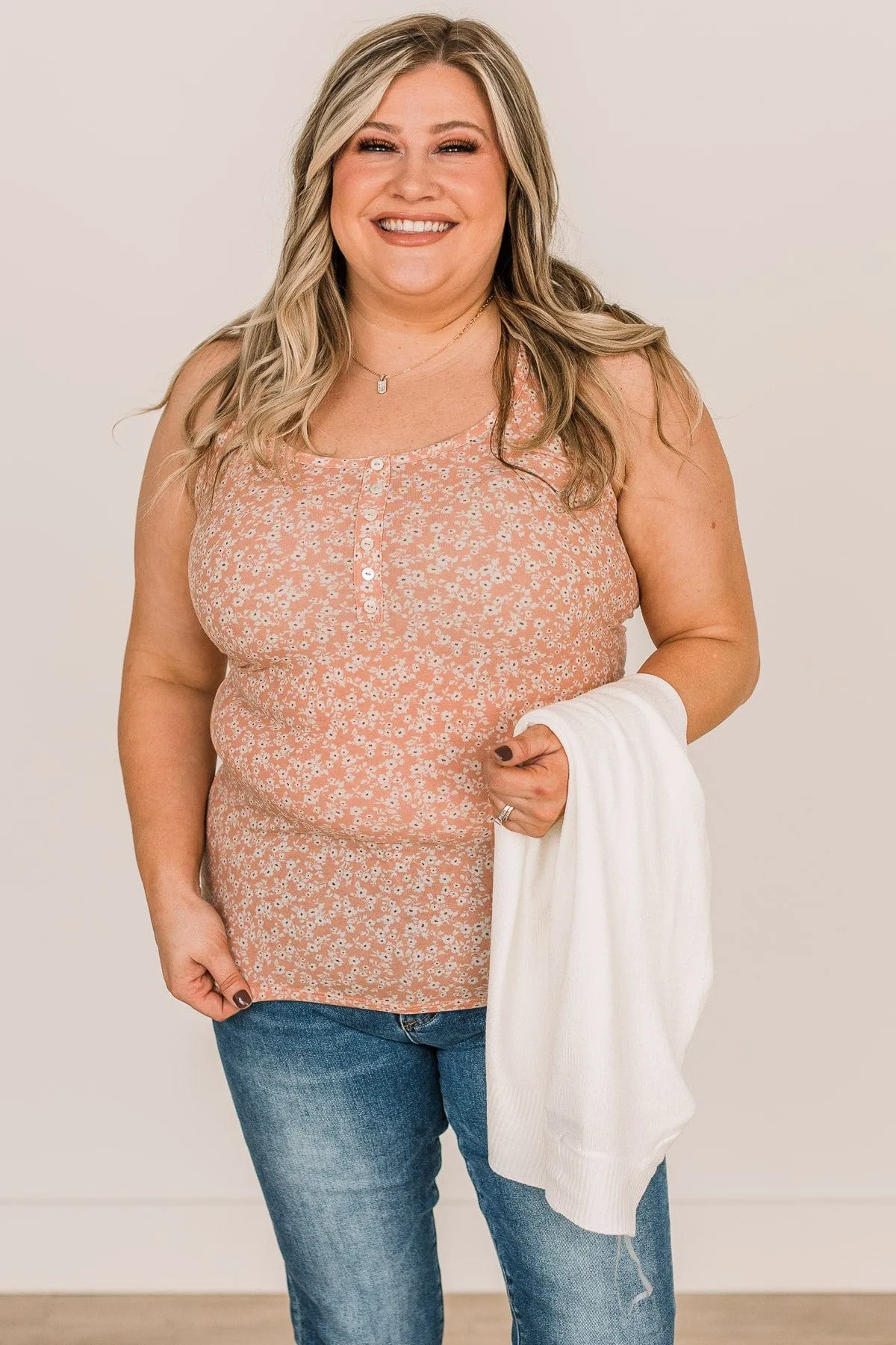 So Into You Floral Tank- Peach