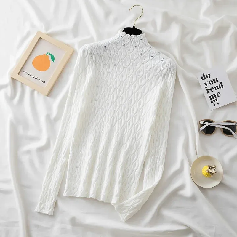 Soft Warm Cashmere Turtleneck Women Sweaters Knitted Slim Pullover Female Solid Jumper Pull Sweater Casual Tops