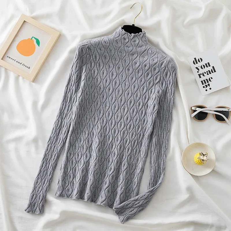 Soft Warm Cashmere Turtleneck Women Sweaters Knitted Slim Pullover Female Solid Jumper Pull Sweater Casual Tops