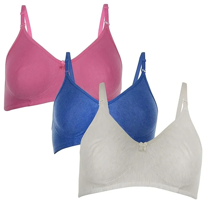 Softskin Women's Cotton Blend Non Padded Non-Wired T-Shirt Bra (Pack of 3)