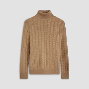 Solid Cable Turtleneck Sweater