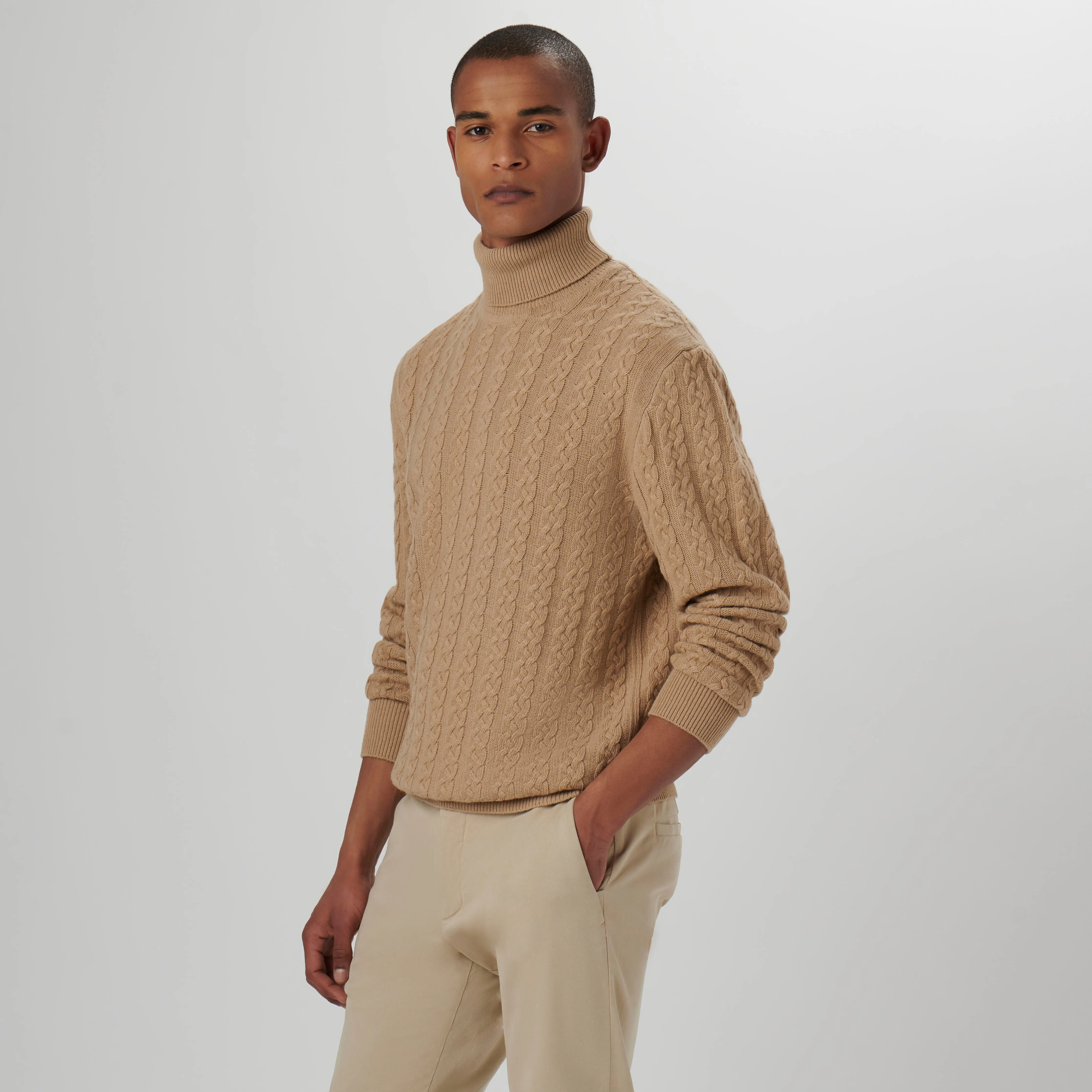 Solid Cable Turtleneck Sweater