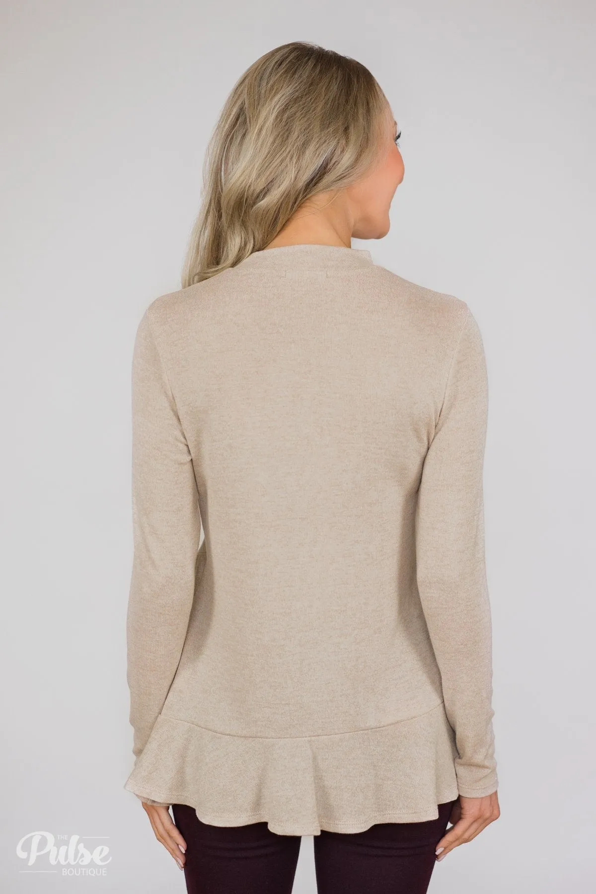 Somebody Like You Ruffle Long Sleeve Top- Oatmeal