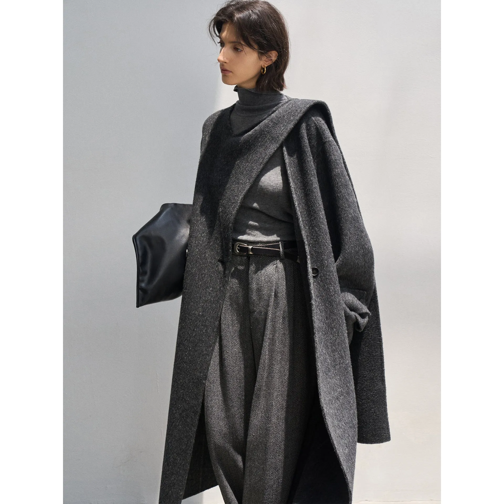 Sophisticated Dark Gray Overcoat