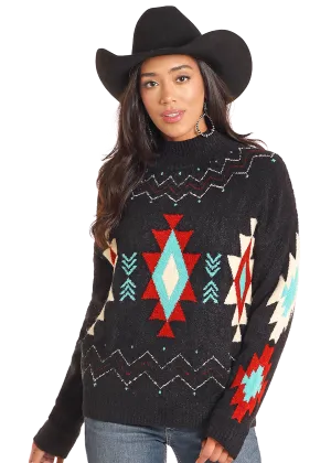 Southwestern Mock Neck Sweater