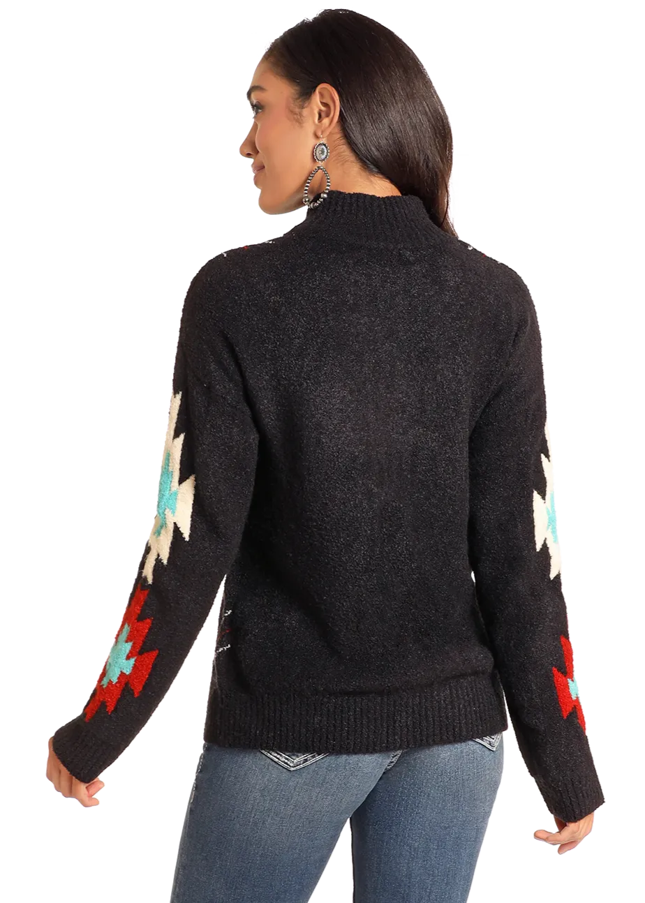 Southwestern Mock Neck Sweater