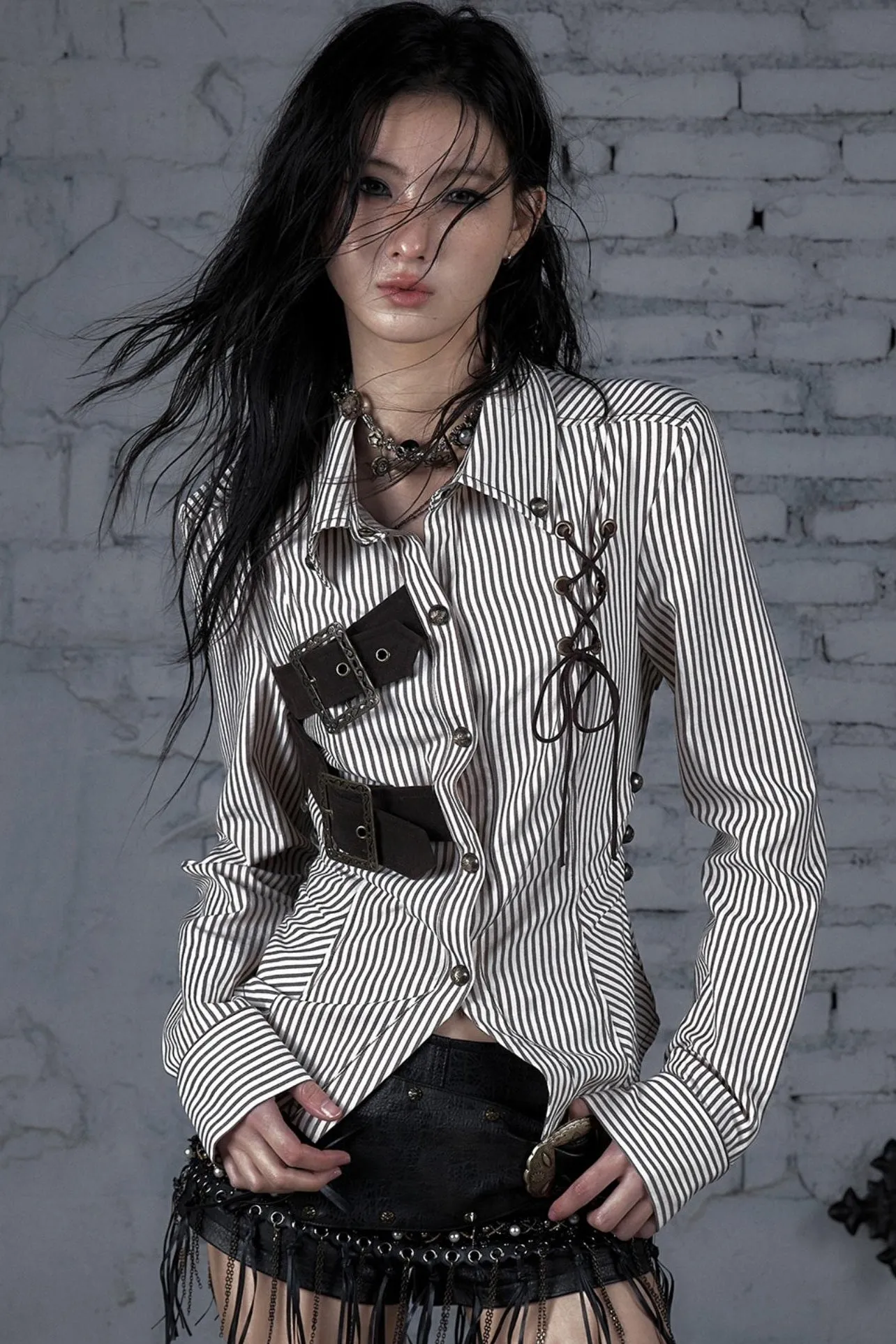 Square Shoulder Fitted Shirt
