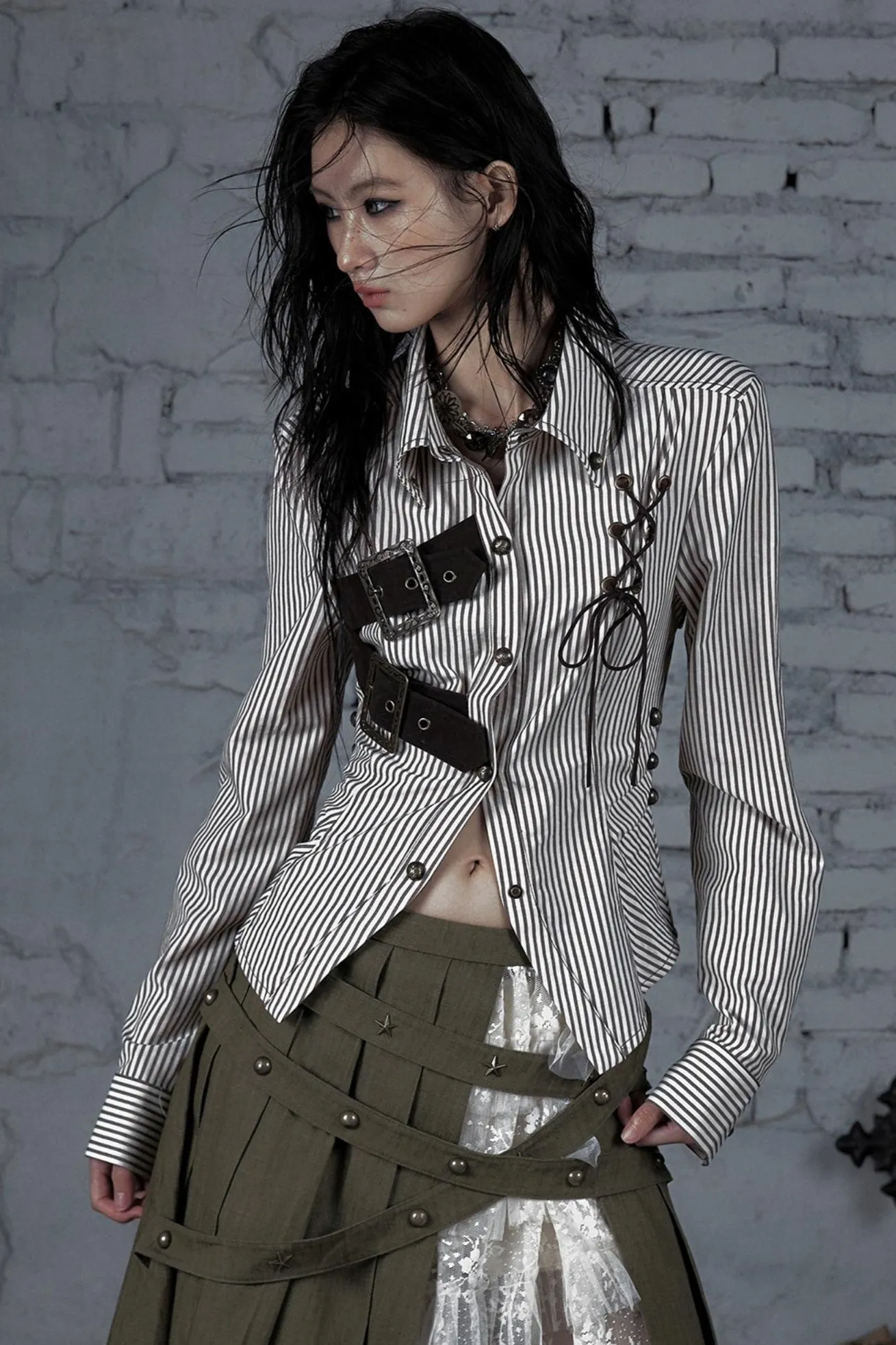 Square Shoulder Fitted Shirt