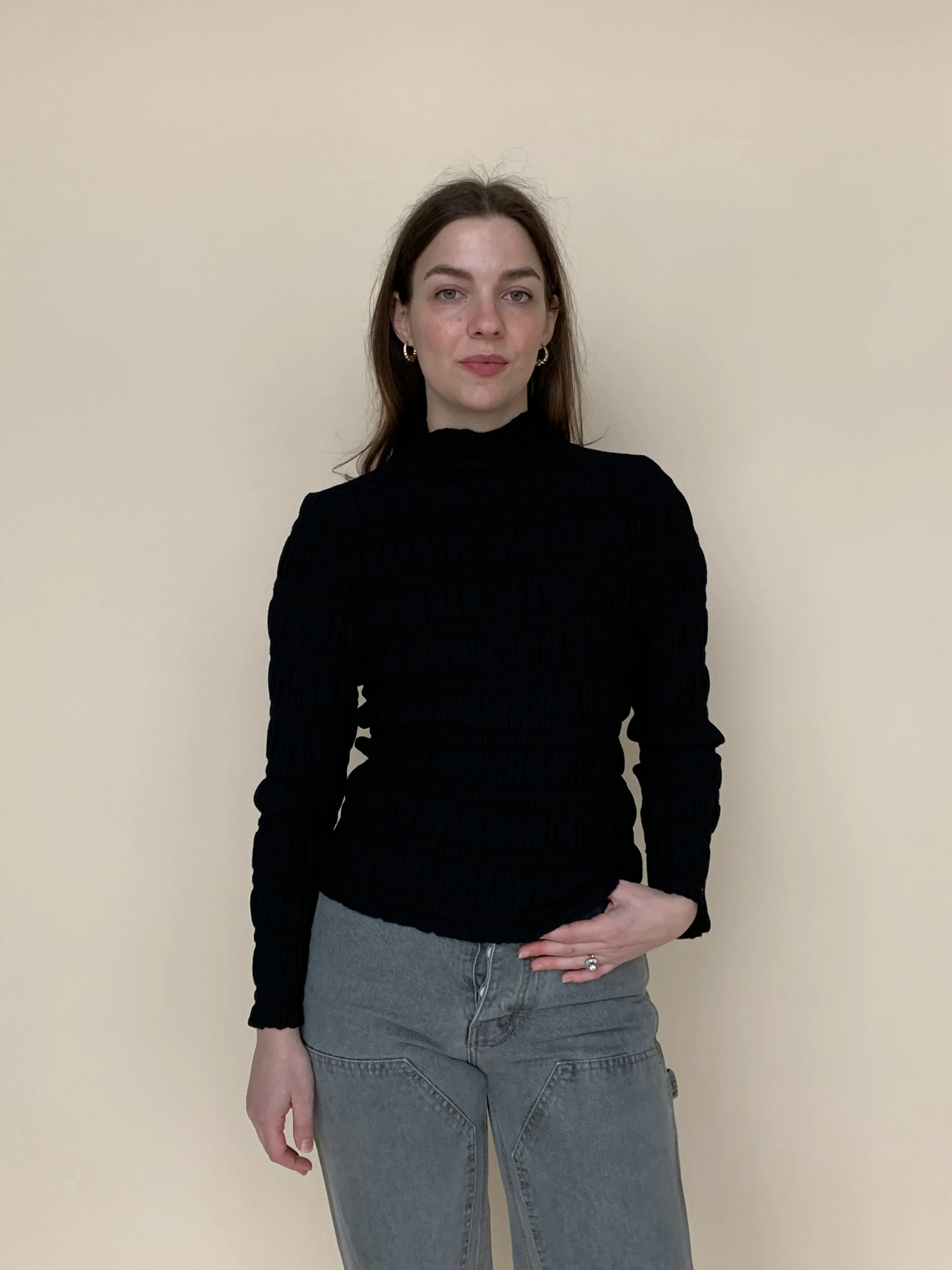 St. John ruched turtleneck top