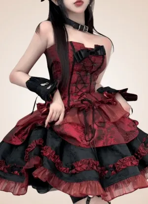 Steampunk Goth Ruffled Lolita Dress