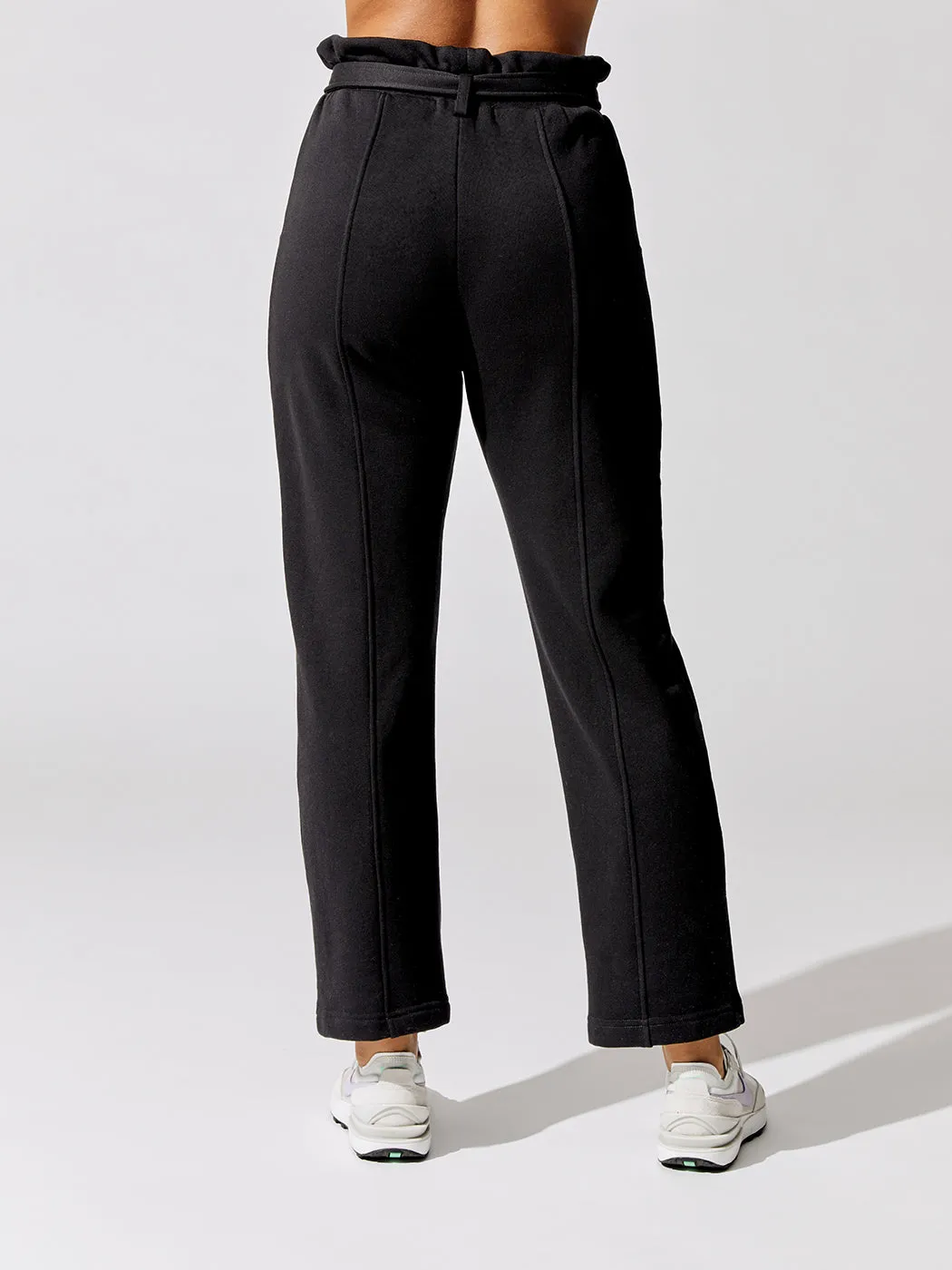Stevie Organic Terry Paperbag Sweat Pants - Black