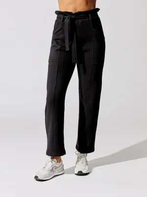 Stevie Organic Terry Paperbag Sweat Pants - Black
