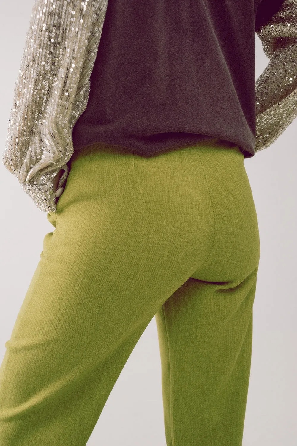 Straight leg tailored pants in green