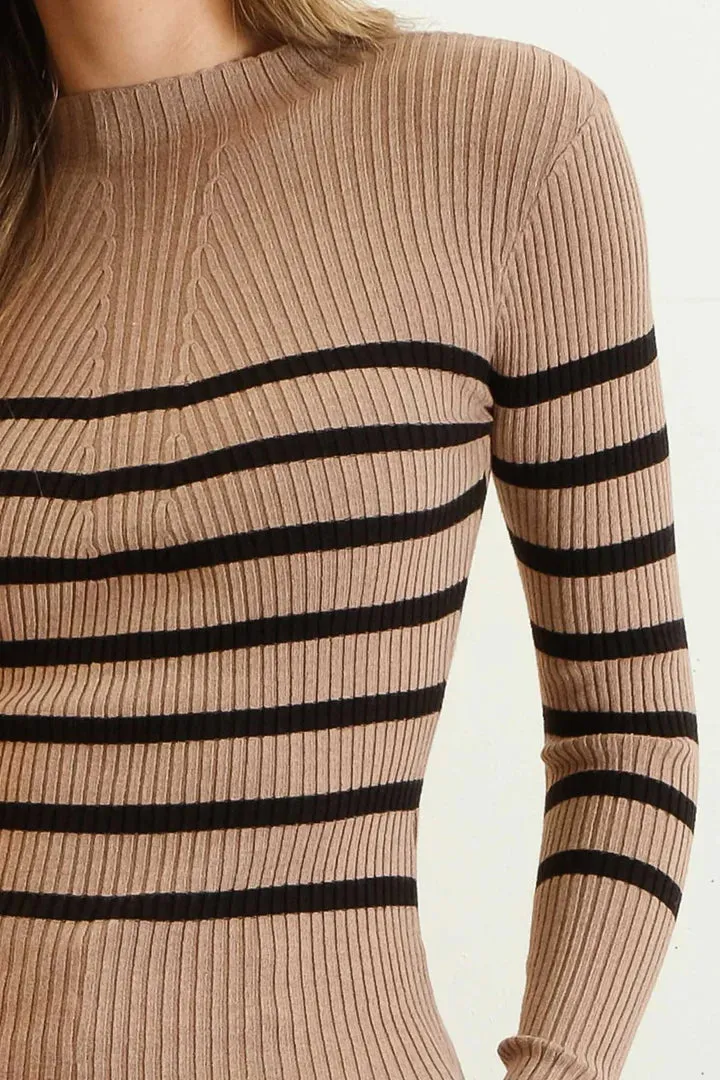 Stripe Mock Neck Sweater