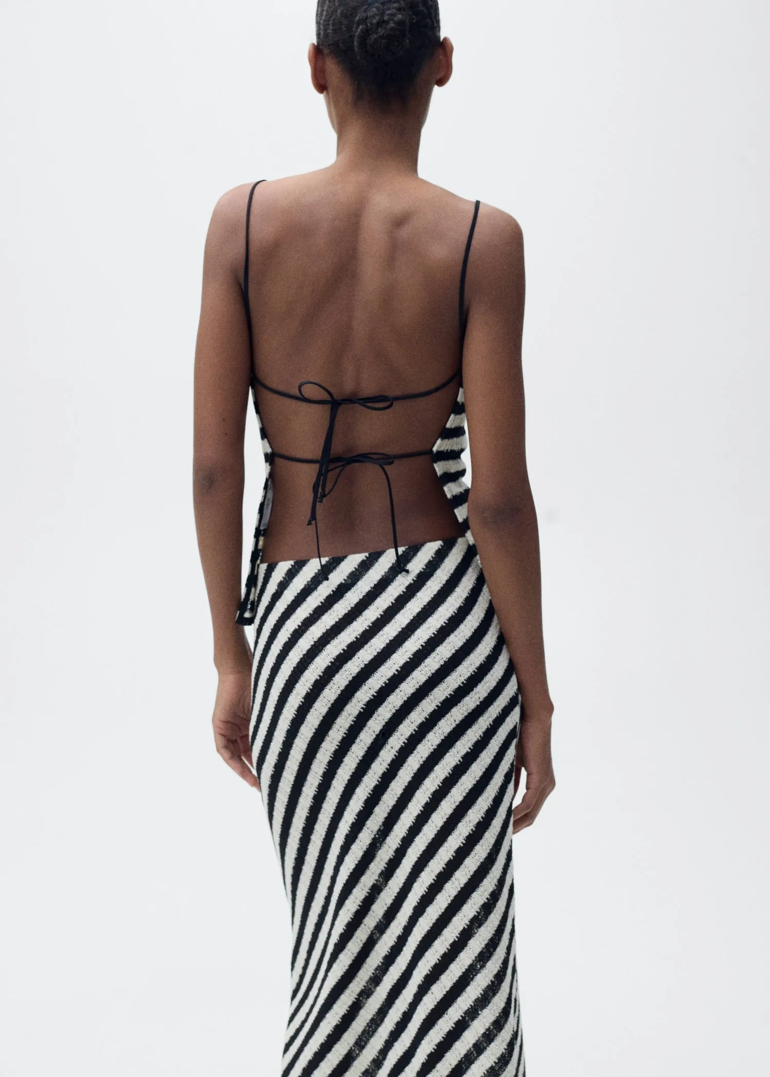 Striped knit fitted top