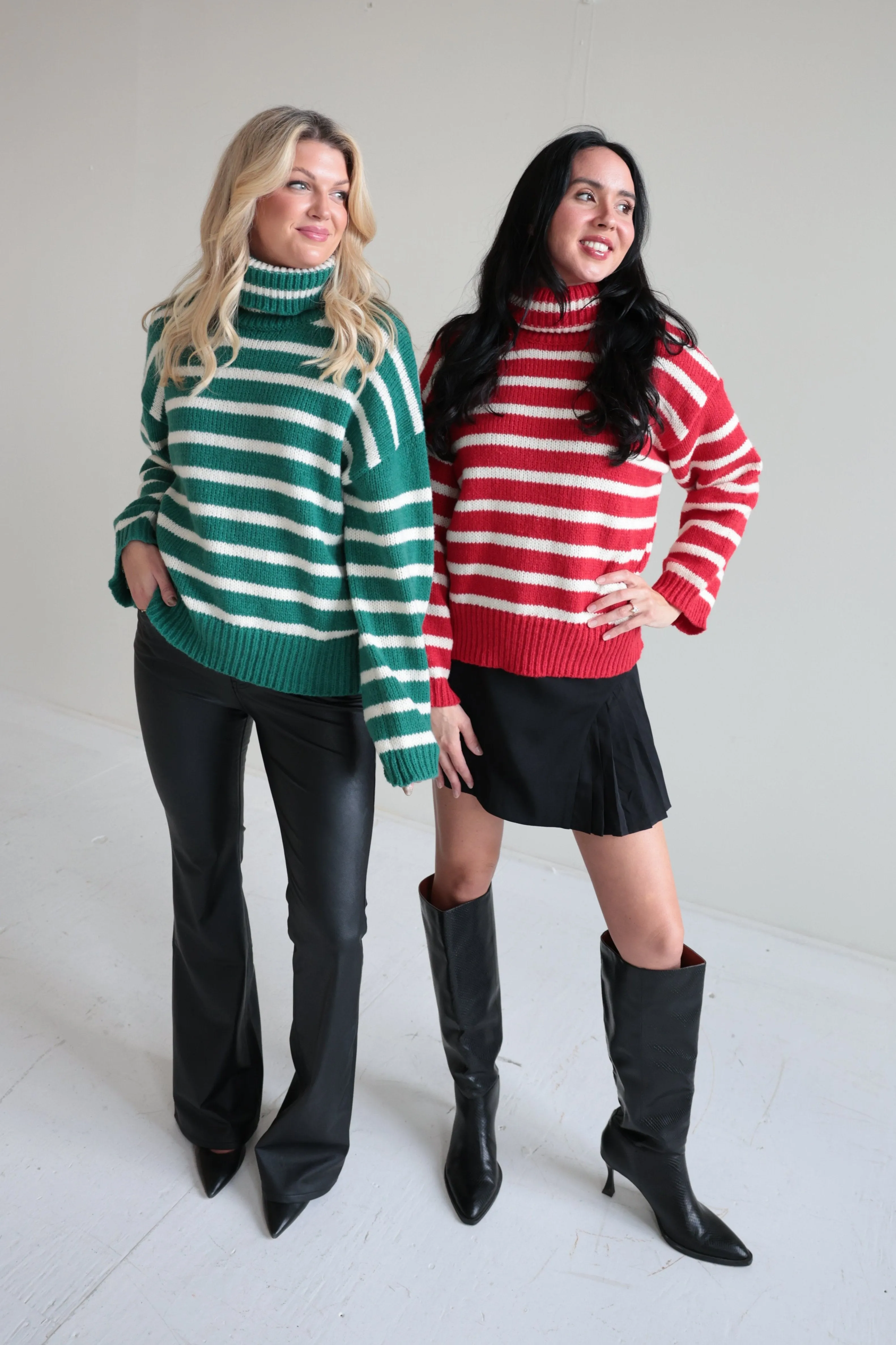 Striped Turtleneck Sweater-Final Sale